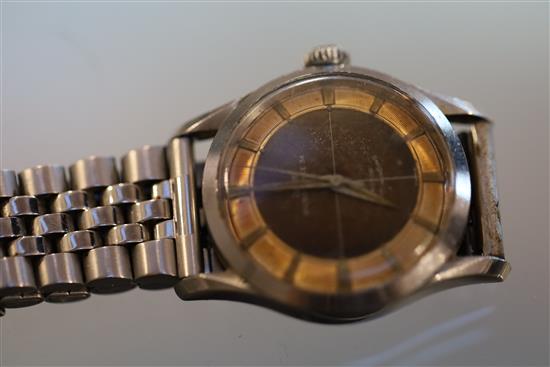 A gentlemans late 1950s stainless steel Tudor Oyster Prince 34 automatic wrist watch,